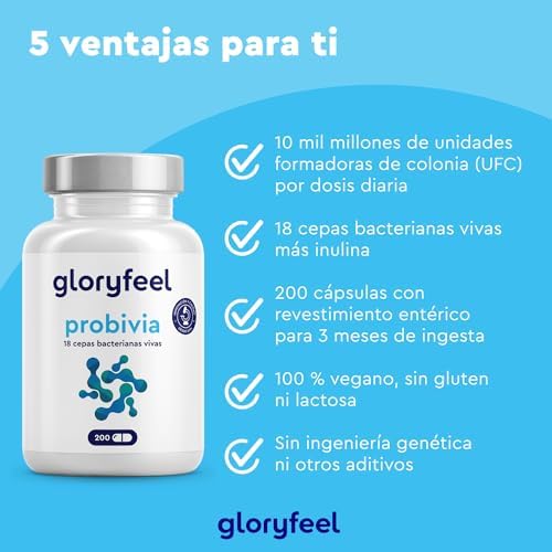 Probióticos y Prebióticos Complex - 18 cepas bacterianas - 200 cápsulas con revestimiento entérico para la flora intestinal - Con Inulina, Bifidobacterias, Lactobacillus y Lactococos 2 1707354215 178 Probioticos y Prebioticos Complex 18 cepas bacterianas 200