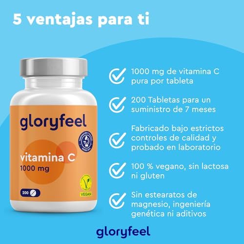 1707460516 280 gloryfeel® Vitamina C 1000 mg Suministro para 7 Meses