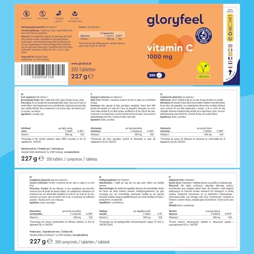 1707460516 424 gloryfeel® Vitamina C 1000 mg Suministro para 7 Meses