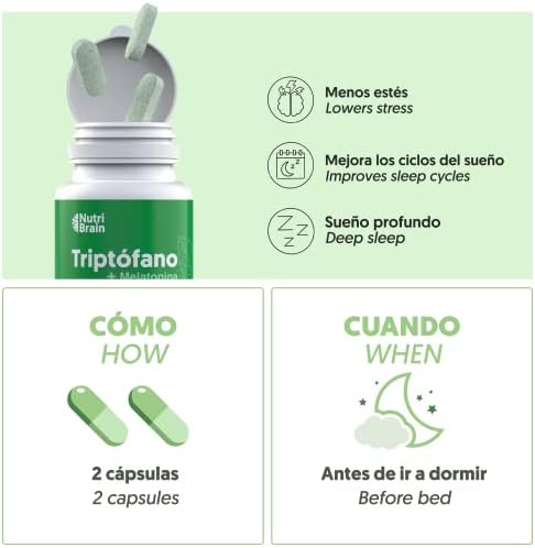 Triptófano Natural con Melatonina y Espirulina + Magnesio y Vitaminas B6 B5 B3 | Fórmula para Mejorar el Sueño, la tranquilidad y Aumentar la Energía, el Bienestar y la Concentración 2 1707549647 478 Triptofano Natural con Melatonina y Espirulina Magnesio y Vitaminas