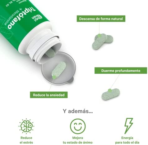 Triptófano Natural con Melatonina y Espirulina + Magnesio y Vitaminas B6 B5 B3 | Fórmula para Mejorar el Sueño, la tranquilidad y Aumentar la Energía, el Bienestar y la Concentración 3 1707549648 320 Triptofano Natural con Melatonina y Espirulina Magnesio y Vitaminas