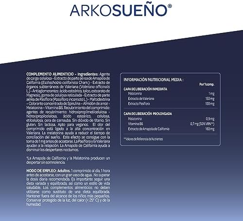 1707585189 959 Arkopharma Arkosueno Forte 8h de Sueno 30 Comprimidos Liberacion de