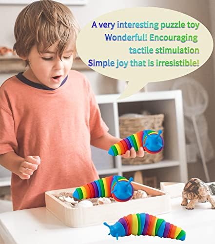 Zayin Fidget Slug Juguetes sensoriales articulados Slug Fidget Juguete ansiedad Alivio estrés Oficina Escritorio Juguete Divertido Educativo Regalo de Juguete para niños (Vistoso) 4 1707638739 919 Zayin Fidget Slug Juguetes sensoriales articulados Slug Fidget Juguete ansiedad