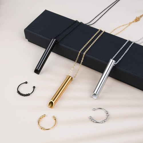 Aucuu 6PCS Collares de Respiración, Collar de Alivio de La Ansiedad con 3 Collar y 3 Anillos, Dispositivo de Ejercicio de Respiración para Meditación, Pánico, Ralentización de La Respiración 5 1707856897 927 Aucuu 6PCS Collares de Respiracion Collar de Alivio de La