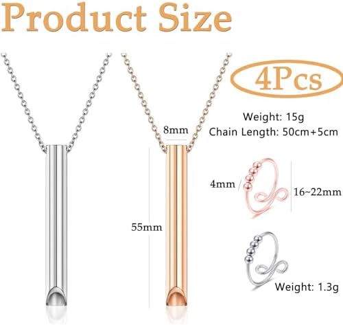 1708183156 250 NAMIC 4 Piezas Collares de Respiracion Anillos Ansiedad Silbato