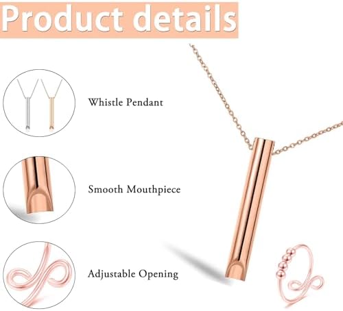 1708183156 619 NAMIC 4 Piezas Collares de Respiracion Anillos Ansiedad Silbato
