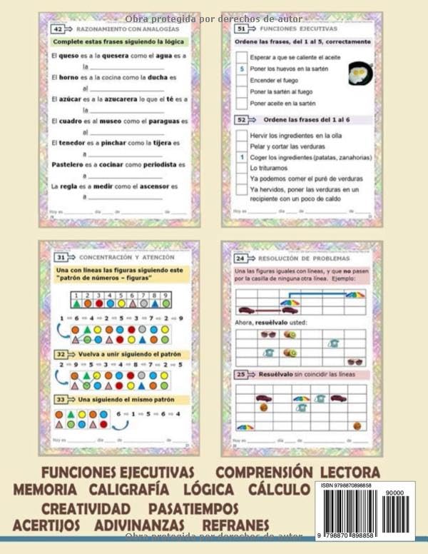 LIBRO CON 180 EJERCICIOS MENTALES COGNITIVOS PARA PERSONAS MAYORES |Actividades para mejorar las funciones cognitivas | Entrena tu Mente: Memoria, ... Cognitiva para Adultos y Personas Mayores) 1 1708216525 352 LIBRO CON 180 EJERCICIOS MENTALES COGNITIVOS PARA PERSONAS MAYORES Actividades