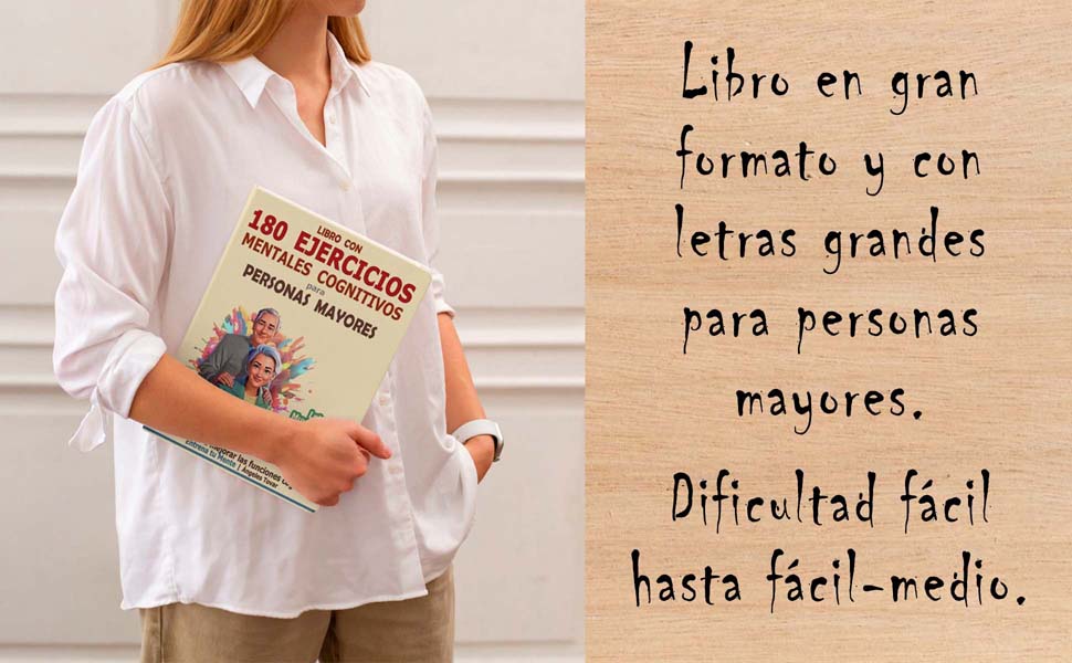 LIBRO CON 180 EJERCICIOS MENTALES COGNITIVOS PARA PERSONAS MAYORES |Actividades para mejorar las funciones cognitivas | Entrena tu Mente: Memoria, ... Cognitiva para Adultos y Personas Mayores) 3 libro para personas mayores,libro para ancianos,cuaderno de memoria para personas mayores,demencia