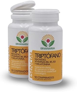 Triptófano con Magnesio - Vitaminas B6 B5 B3 - Melatonina y Espirulina | 60 Comprimidos | Menos Cansancio y Fatiga - Mejor Estado de Ánimo - Concentración - Regula El Sueño y la Ansiedad 4 1708321739 803 Triptofano con Magnesio Vitaminas B6 B5 B3 Melatonina