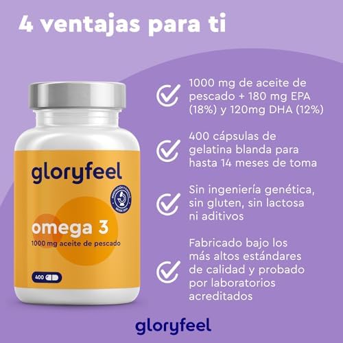 Omega 3 Aceite de Pescado - 400 Cápsulas de Omega 3 (Suministro para 13 meses) - 1000mg por Cápsula - Con ácidos grasos Omega-3 EPA y DHA - Omega3 fish oil 2 1708392719 573 Omega 3 Aceite de Pescado 400 Capsulas de Omega