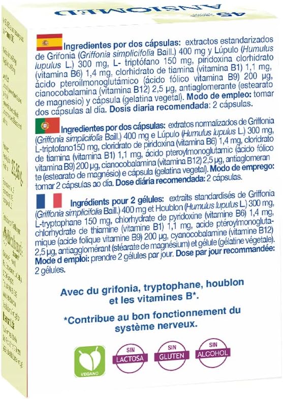Pack de 2 Ansiomed 45 cápsulas - Herbetom Bioserum | Complemento alimenticio con grifonia, triptófano, lúpulo y vitaminas 2 1708466264 914 Pack de 2 Ansiomed 45 capsulas Herbetom Bioserum