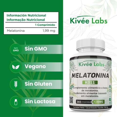 KivéeLabs® 365 Comprimidos Melatonina Pura 1,99 mg (Suministro 1 Año) | Rápida Asimilación | Suministro para 1 año | Ayuda con el insomnio y trastornos del sueño | Vegano sin OMG | Fabricado en España 3 1708584384 626 KiveeLabs® 365 Comprimidos Melatonina Pura 199 mg Suministro 1 Ano