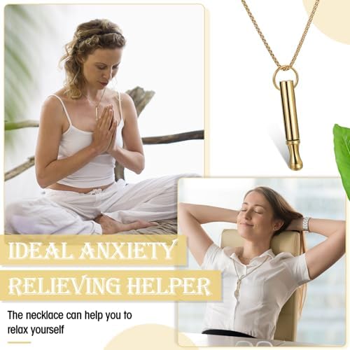 Fiada Collar de Respiración Consciente de Aliviar Ansiedad Collar de Silbato de Acero Inoxidable Portátil Collar de Ejercicio Respiración Profunda para Meditar Antiestrés Relajar (Clásico, Oro) 3 1708755448 861 Fiada Collar de Respiracion Consciente de Aliviar Ansiedad Collar de