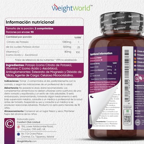 1708776890 308 Citrato de Potasio 1460mg 180 Comprimidos Veganos Enriquecidos con