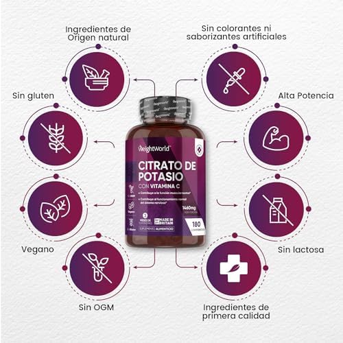 1708776890 874 Citrato de Potasio 1460mg 180 Comprimidos Veganos Enriquecidos con