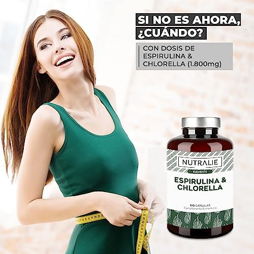Espirulina & Chlorella 1800mg - Potente Efecto Saciante y Detox - Máxima Energía y Fuerza, Reduce Cansancio y Fatiga - Spirulina Pura 100% Vegana | 180 Cápsulas Nutralie 1 1708838635 667 Espirulina Chlorella 1800mg Potente Efecto Saciante y