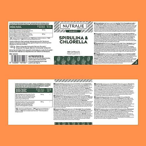 Espirulina & Chlorella 1800mg - Potente Efecto Saciante y Detox - Máxima Energía y Fuerza, Reduce Cansancio y Fatiga - Spirulina Pura 100% Vegana | 180 Cápsulas Nutralie 4 1708838636 100 Espirulina Chlorella 1800mg Potente Efecto Saciante y