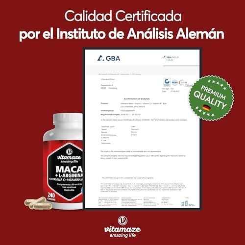 Triple Maca Negra, Amarilla y Roja - 4000mg de Maca Andina con L-Arginina + Vitamina C, B y Zinc - Fórmula para Vitalidad y Potencia Física - 240 Cápsulas de Calidad Alemnana- Vitamaze 4 1708906743 374 Triple Maca Negra Amarilla y Roja 4000mg de Maca