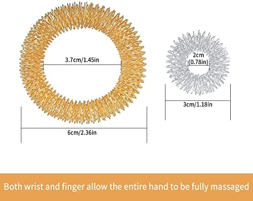 14 Pièces Anillos y Pulseras de Masajeador de Dedos (10 Anillos, 4 Pulseras), Anillos de Acupresión para Adolescentes, Reductor de Estrés y Masajeador de Muñeca, Oro y Plata 1 1708910878 920 14 Pieces Anillos y Pulseras de Masajeador de Dedos 10