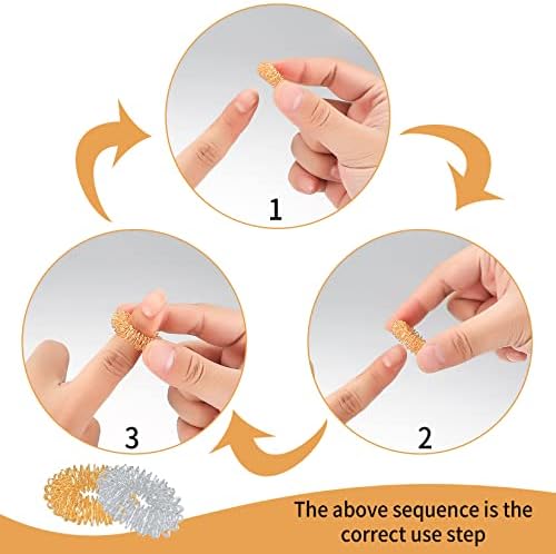 14 Pièces Anillos y Pulseras de Masajeador de Dedos (10 Anillos, 4 Pulseras), Anillos de Acupresión para Adolescentes, Reductor de Estrés y Masajeador de Muñeca, Oro y Plata 3 1708910879 330 14 Pieces Anillos y Pulseras de Masajeador de Dedos 10