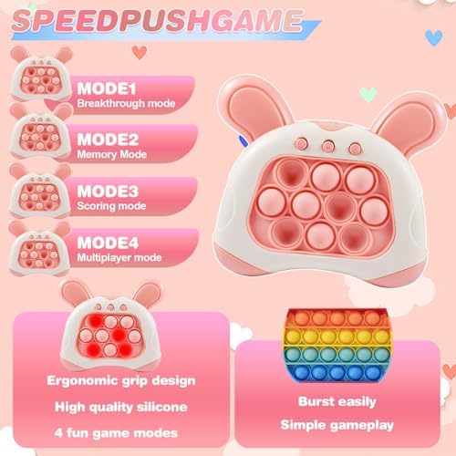 Funmo Push Pop Bubble Fidget Toy, Push Burbujas Juego Consola, Descompresión Rompecabezas Máquina de Juego,Pop Fidget Game para Aliviar el Estrés y la Ansiedad para Niños y Adultos(Rosa) 2 1708930242 930 Funmo Push Pop Bubble Fidget Toy Push Burbujas Juego Consola
