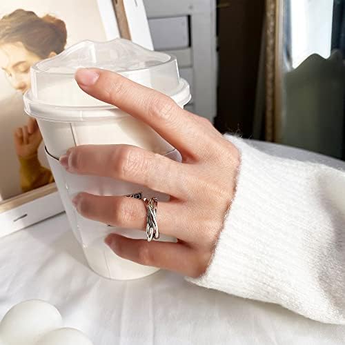 QKEPCY Anillo Antiestres Mujer Acero Inoxidable Anillo de Ansiedad Anillos Giratorios Fidget Anillo Spinner Apilables Anillo de Meditación Aliviar el Estrés Regalo para Mujeres Niñas Hombre 8 1708938588 55 QKEPCY Anillo Antiestres Mujer Acero Inoxidable Anillo de Ansiedad Anillos