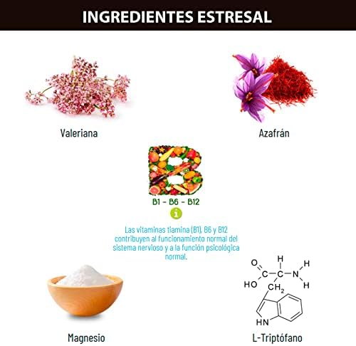 Novadiet - ESTRESAL Cápsulas con Valeriana, Azafrán, L-Triptofano, Magnesio, Vitaminas, Ayuda a Modular la Ansiedad y el Estrés, Situación de Tristeza, Apatía, Épocas de Agobio y Nervios – 60 Cápsulas 3 1709195655 724 Novadiet ESTRESAL Capsulas con Valeriana Azafran L Triptofano Magnesio Vitaminas