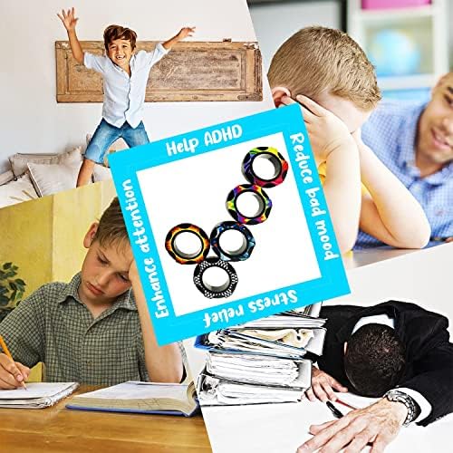 Steemjoey 5Pcs Anillos magnéticos Fidget Toys, Idea ADHD Fidget Toys, Adult Fidget Magnets Toys Rings para Terapia de Alivio de la ansiedad, Fidget Pack Gran Regalo para Adultos, Adolescentes y niños 5 1709228267 988 Steemjoey 5Pcs Anillos magneticos Fidget Toys Idea ADHD Fidget Toys