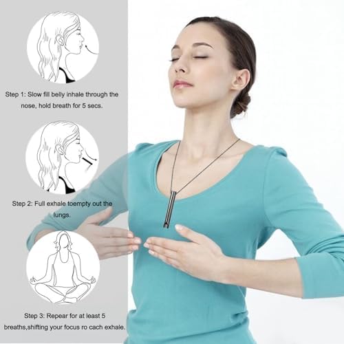 LYQQY Collares de Respiración, 2 Piezas Collar Consciente para Aliviar el Estrés Acero Inoxidable,Reduce el Estrés Collar de Respiración para Aliviar la Ansiedad para Meditación, Relajación, Calma 3 1709401617 748 LYQQY Collares de Respiracion 2 Piezas Collar Consciente para Aliviar
