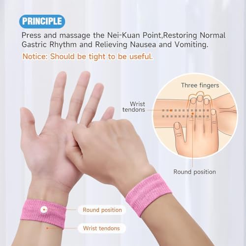 EODKSE Set de 4 Pulseras contra el mareo con acupresión para náuseas, antináuseas y mareo en Coche, Accesorio para ansiedad y náuseas matutinas, Apto para niños y Adultos, 2 1709490429 918 EODKSE Set de 4 Pulseras contra el mareo con acupresion