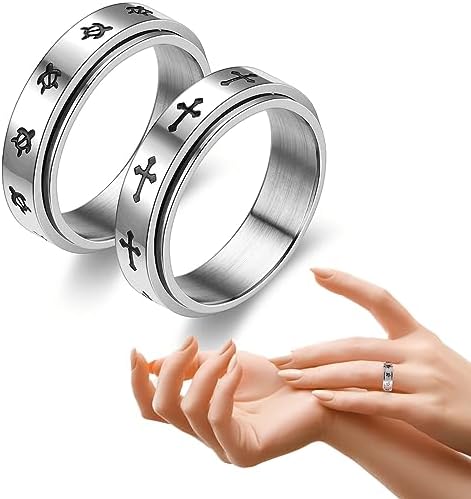 1709633002 781 KQNM 2 Pcs Ansiedad Anillos，Giratorios Anillos，Para Estres Ansiedad Aliviar Anillos，Para