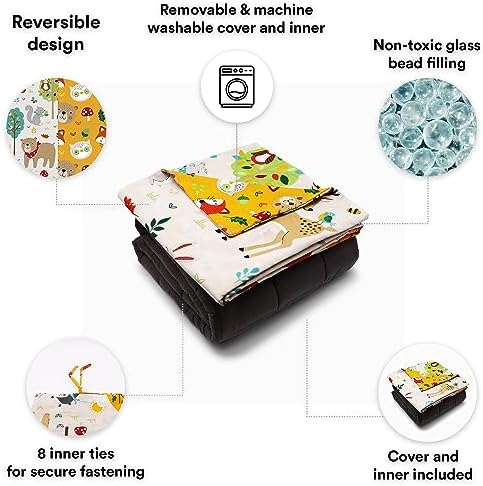 Happy Linen Company Manta y funda lavable con peso para niños y niñas, diseño de animales del bosque, 2,3 kg, 90 x 120 cm, lavable, para terapia de ansiedad 1 1709722925 924 Happy Linen Company Manta y funda lavable con peso para