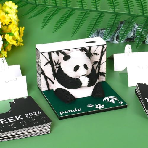 SHYKNYU Calendario de escritorio 2024 Panda 3D Art Bloc de notas de papel Craft 217 hojas Tallado de papel Bloc de notas con soporte para bolígrafo, calendario semanal para escuela, oficina y hogar 1 1709799295 386 SHYKNYU Calendario de escritorio 2024 Panda 3D Art Bloc de