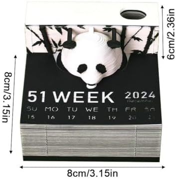 SHYKNYU Calendario de escritorio 2024 Panda 3D Art Bloc de notas de papel Craft 217 hojas Tallado de papel Bloc de notas con soporte para bolígrafo, calendario semanal para escuela, oficina y hogar 4 1709799296 774 SHYKNYU Calendario de escritorio 2024 Panda 3D Art Bloc de