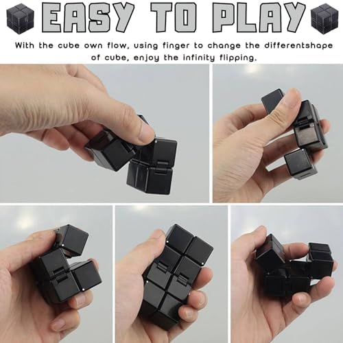 Steemjoey Juego de 4 Juguetes Fidget Set, Antiestrés Stress Cube Infinity Cube Juego De Cadena Flippy Anillo de Acupresión, Alivia el estrés Reductor Add para Adultos Niños Ansiedad Autismo (Negro) 2 1709817252 922 Steemjoey Juego de 4 Juguetes Fidget Set Antiestres Stress Cube
