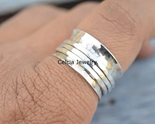 Anillo giratorio de plata de ley 925 pura, anillo de meditación, anillo impresionante, anillo de ansiedad, anillo de preocupación, anillo de inquietud, regalos de boda únicos para hombres y mujeres 5 1710021468 498 Anillo giratorio de plata de ley 925 pura anillo de