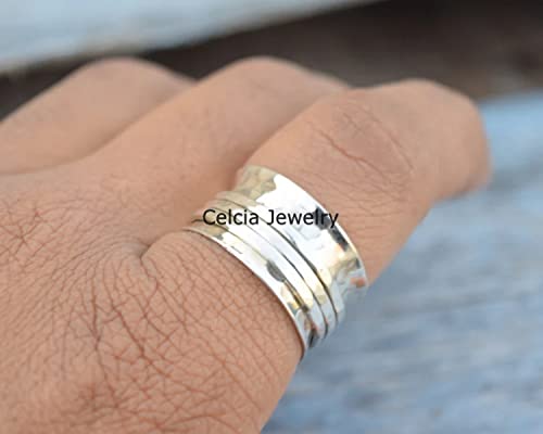 Anillo giratorio de plata de ley 925 pura, anillo de meditación, anillo impresionante, anillo de ansiedad, anillo de preocupación, anillo de inquietud, regalos de boda únicos para hombres y mujeres 2 1710021468 62 Anillo giratorio de plata de ley 925 pura anillo de