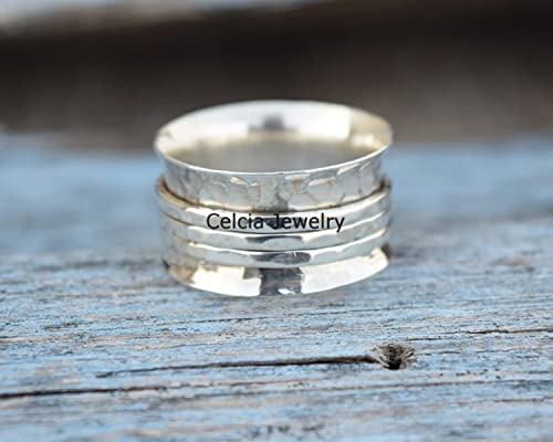 Anillo giratorio de plata de ley 925 pura, anillo de meditación, anillo impresionante, anillo de ansiedad, anillo de preocupación, anillo de inquietud, regalos de boda únicos para hombres y mujeres 4 1710021468 788 Anillo giratorio de plata de ley 925 pura anillo de