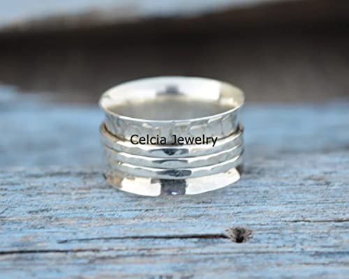 Anillo giratorio de plata de ley 925 pura, anillo de meditación, anillo impresionante, anillo de ansiedad, anillo de preocupación, anillo de inquietud, regalos de boda únicos para hombres y mujeres 3 1710021468 917 Anillo giratorio de plata de ley 925 pura anillo de
