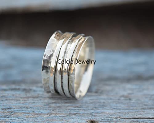Anillo giratorio de plata de ley 925 pura, anillo de meditación, anillo impresionante, anillo de ansiedad, anillo de preocupación, anillo de inquietud, regalos de boda únicos para hombres y mujeres 1 1710021468 932 Anillo giratorio de plata de ley 925 pura anillo de
