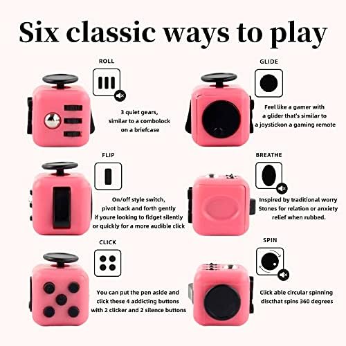 Yeefunjoy Juguete Antiestrés Cube, Fidget Toy con 6 Módulos Relajantes Diferentes, Finger Toys Mejorar los Malos hábitos, Juguetes Aliviar el Estrés Ansiedad Regalo para Adultos y Niños (Rosado) 3 1710052546 830 Yeefunjoy Juguete Antiestres Cube Fidget Toy con 6 Modulos Relajantes