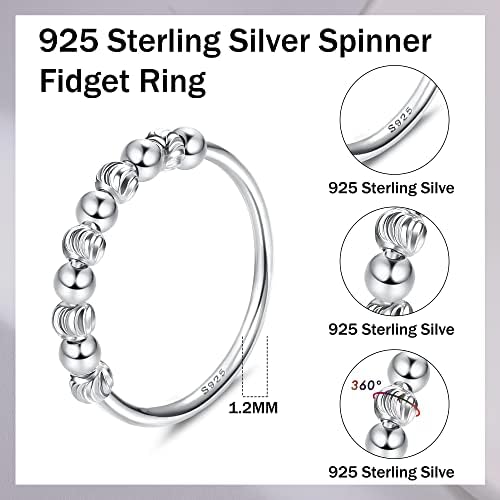 ORAZIO Anillo de Plata de ley 925 con Cuentas Esmeriladas Anillos de Ansiedad Para Ansiedad Anillo de Apilamiento Para Ansiedad Banda de Estrés Anillos de Ansiedad Para Mujeres y Hombres 2 1710076618 915 ORAZIO Anillo de Plata de ley 925 con Cuentas Esmeriladas