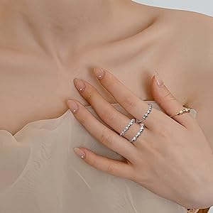 ORAZIO Anillo de Plata de ley 925 con Cuentas Esmeriladas Anillos de Ansiedad Para Ansiedad Anillo de Apilamiento Para Ansiedad Banda de Estrés Anillos de Ansiedad Para Mujeres y Hombres 20 Anello di Agitazione