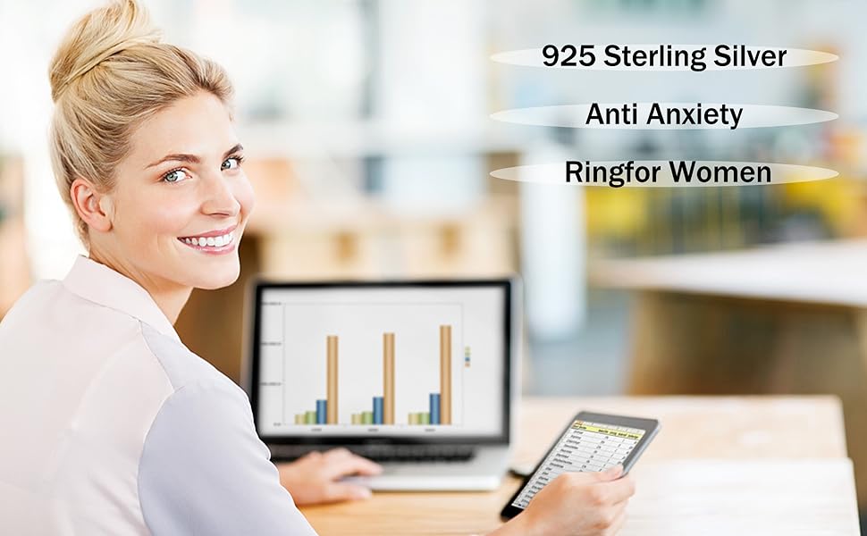 ORAZIO Anillo de Plata de ley 925 con Cuentas Esmeriladas Anillos de Ansiedad Para Ansiedad Anillo de Apilamiento Para Ansiedad Banda de Estrés Anillos de Ansiedad Para Mujeres y Hombres 16 Anillo de Plata de Ley 925