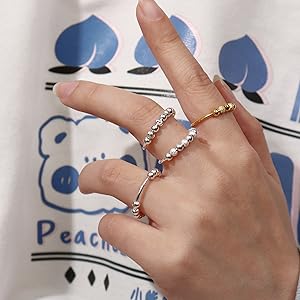 ORAZIO Anillo de Plata de ley 925 con Cuentas Esmeriladas Anillos de Ansiedad Para Ansiedad Anillo de Apilamiento Para Ansiedad Banda de Estrés Anillos de Ansiedad Para Mujeres y Hombres 18 Anello di Agitazione