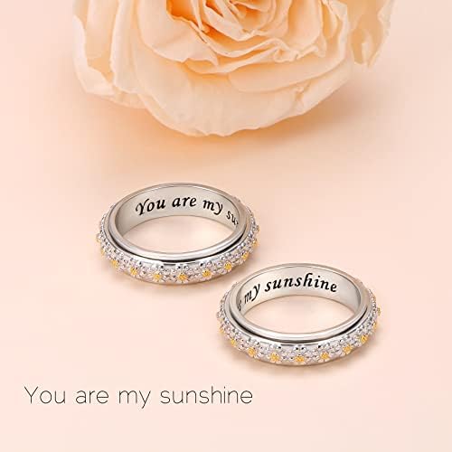 Anillo giratorio para aliviar la ansiedad con margaritas You Are My Sunshine Flower Fidget Anillo de plata de ley para TDAH y estrés para mujeres y niñas 3 1710345713 798 Anillo giratorio para aliviar la ansiedad con margaritas You Are