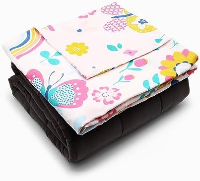 Happy Linen Company Manta con diseño de mariposas y flores, multicolor, 3,3 kg, 90 x 120 cm, lavable, para terapia de ansiedad y calma la gravedad