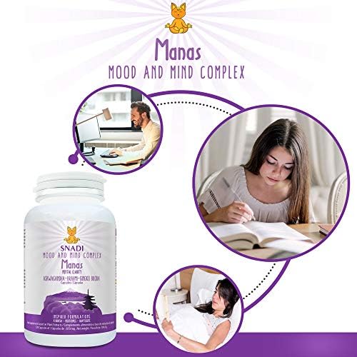 Adaptógenos: Aswhaganda, Brahmi y Ginkgo biloba l 120 capsulas - 600 mg I Sistema nervioso, estrés e Insomnio, calma la mente, focaliza. l Mood and mind complex. Vegano. MANAS - Snadi 4 1710723180 196 Adaptogenos Aswhaganda Brahmi y Ginkgo biloba l 120 capsulas