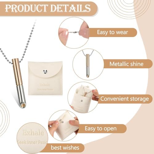 Fiada Collar de Respiración Consciente Collar de Ejercicios de Respiración Profunda Acero Inoxidable con Bolsa Joyería Portátil para Aliviar Ansiedad Estrés Relajación Meditación (Estilo Vibrante) 2 1710775133 158 Fiada Collar de Respiracion Consciente Collar de Ejercicios de Respiracion