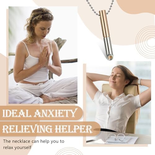 Fiada Collar de Respiración Consciente Collar de Ejercicios de Respiración Profunda Acero Inoxidable con Bolsa Joyería Portátil para Aliviar Ansiedad Estrés Relajación Meditación (Estilo Vibrante) 3 1710775133 301 Fiada Collar de Respiracion Consciente Collar de Ejercicios de Respiracion